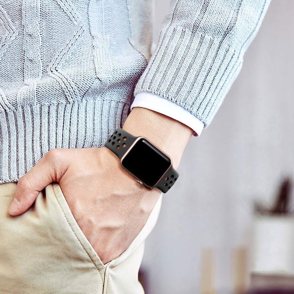 Kit 3 Pulseiras Para Apple Watch 38-41mm (preto Antracite-preto, Branco-preto, Vermelho-preto)