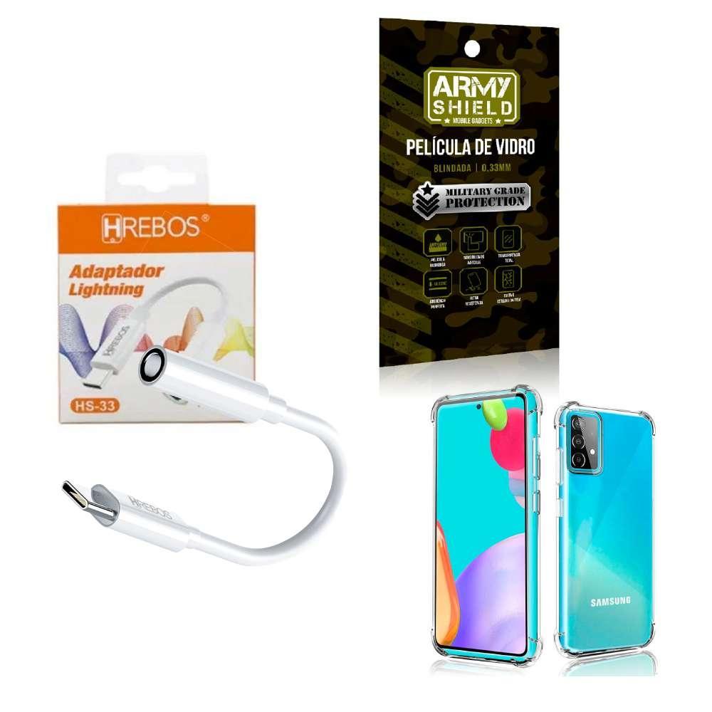 Miniatura Capinha Samsung A52 + Adaptador P2 Para Tipo C + Película 3D