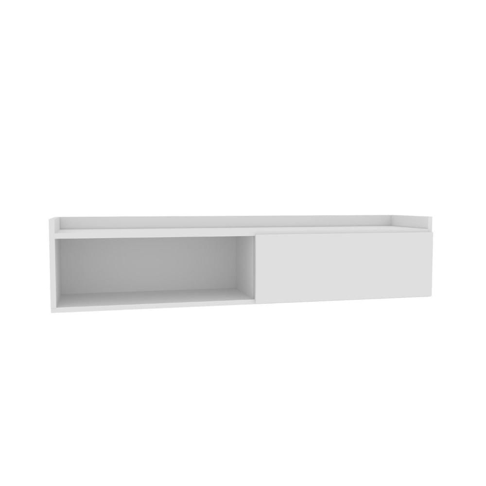 Miniatura Rack Suspenso para Tv até 50 Pol. com 1 Porta e 1 Nicho Atena Branco