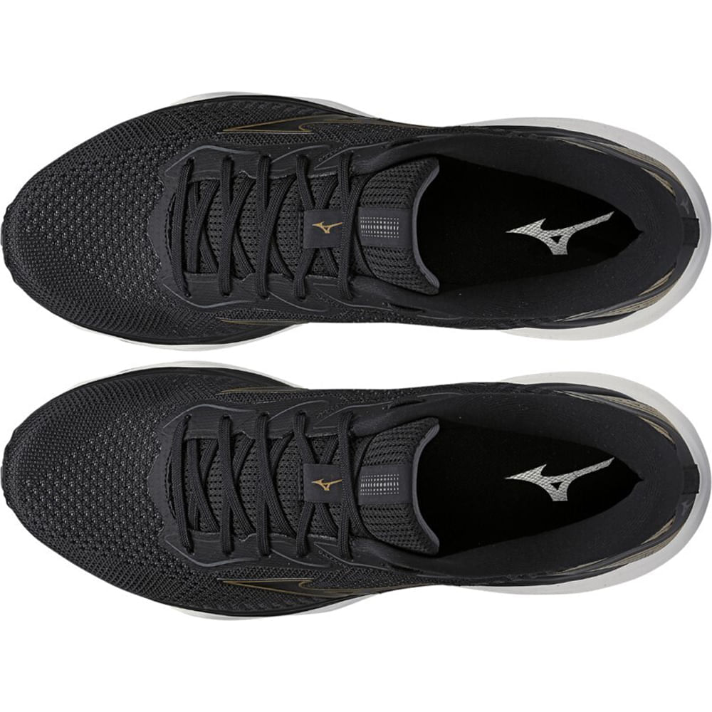 Miniatura Kit 1 Tênis de Corrida Masculino Mizuno Wave Falcon 5 e 3 Pares de Meia Cano Médio Preto - 38