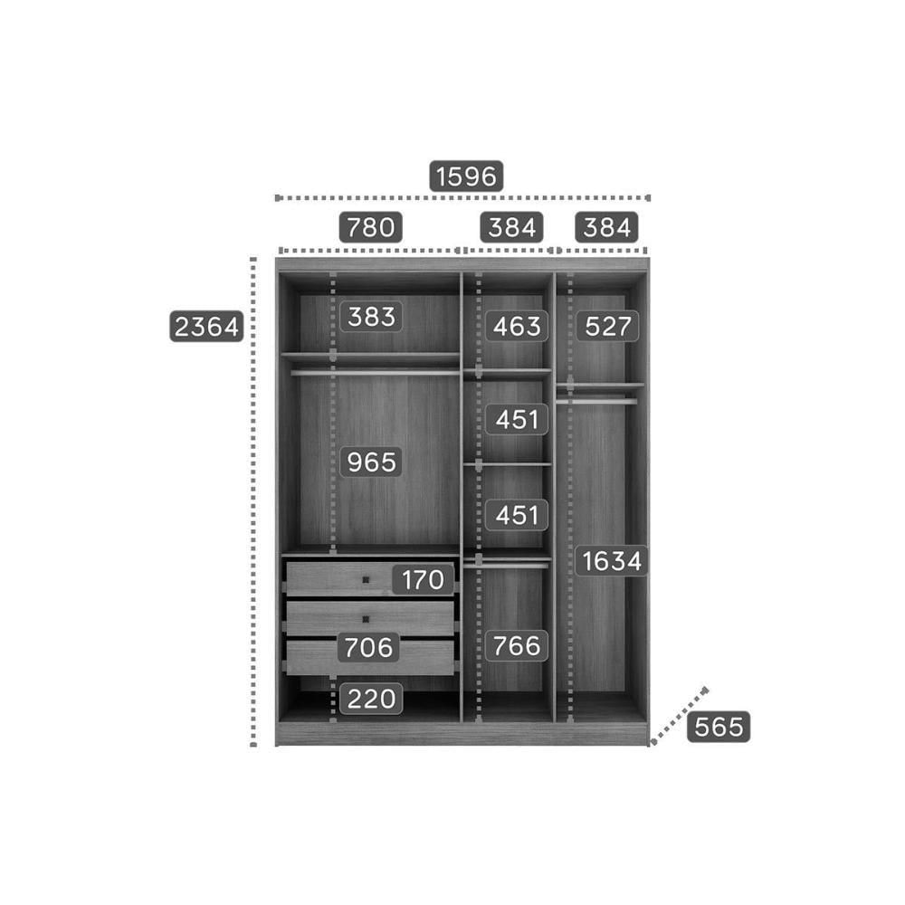 Miniatura Módulo Guarda Roupa Rizon C/ 4 Portas E 3 Gavetas Freijó/fendioff - Novo Horizonte