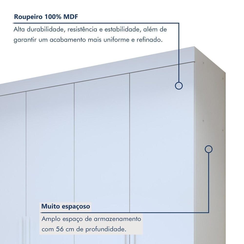 Guarda-roupa 6 Portas 100% Mdf Versatil Branco