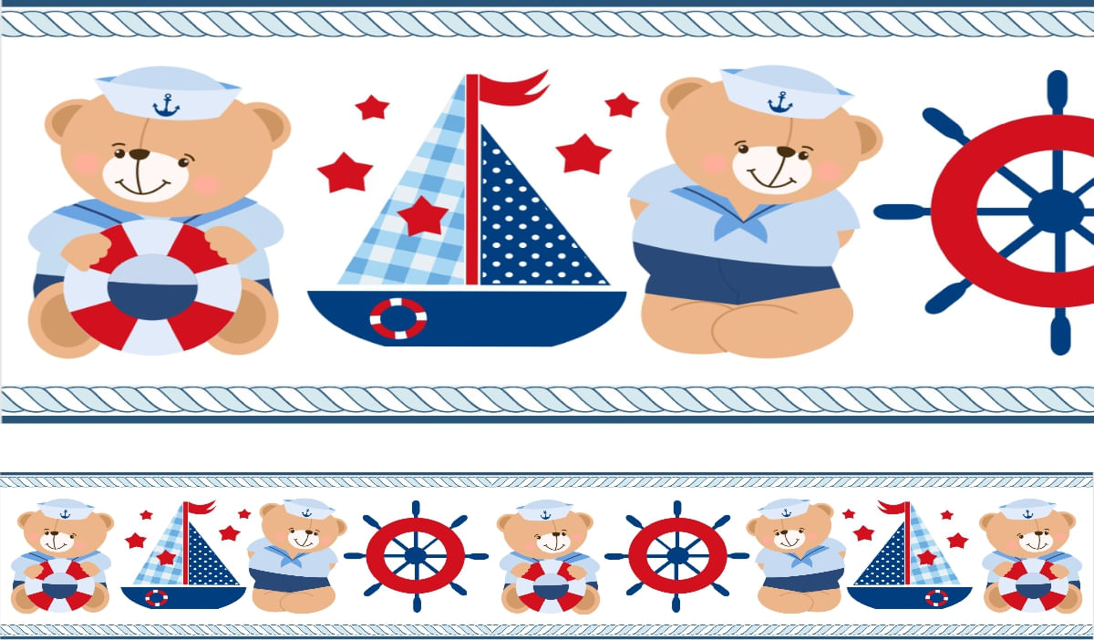 Miniatura Faixa Marinheiro Adesivo Papel Parede Menino Infantil