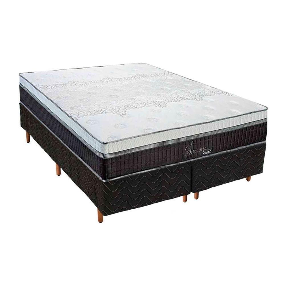 Miniatura Cama Box King: Colchão Molas Masterpocket Ensacadas Polar Serenatta + Base Rústico Black(193X203)