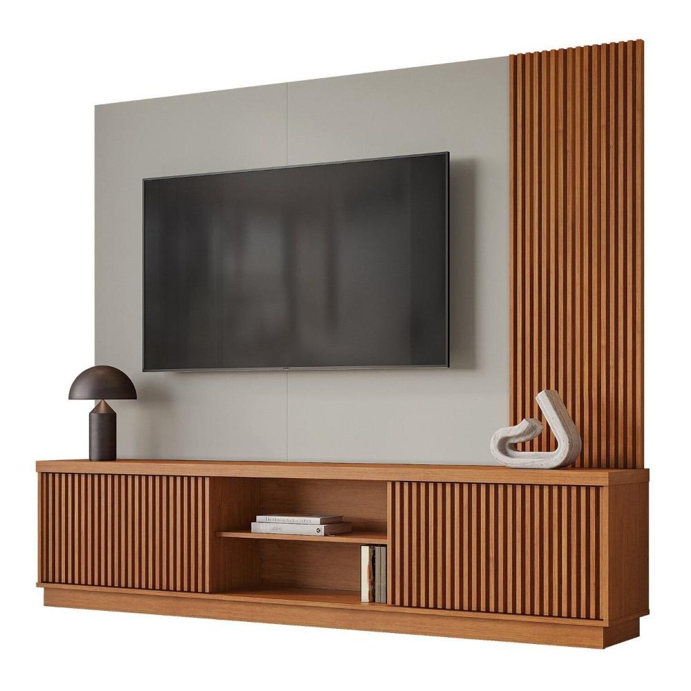 Miniatura Estante Home para Tv de Ate 75 Polegadas 2 Portas 100% Mdf 220 Cm Valencia New Naturalle/Off White
