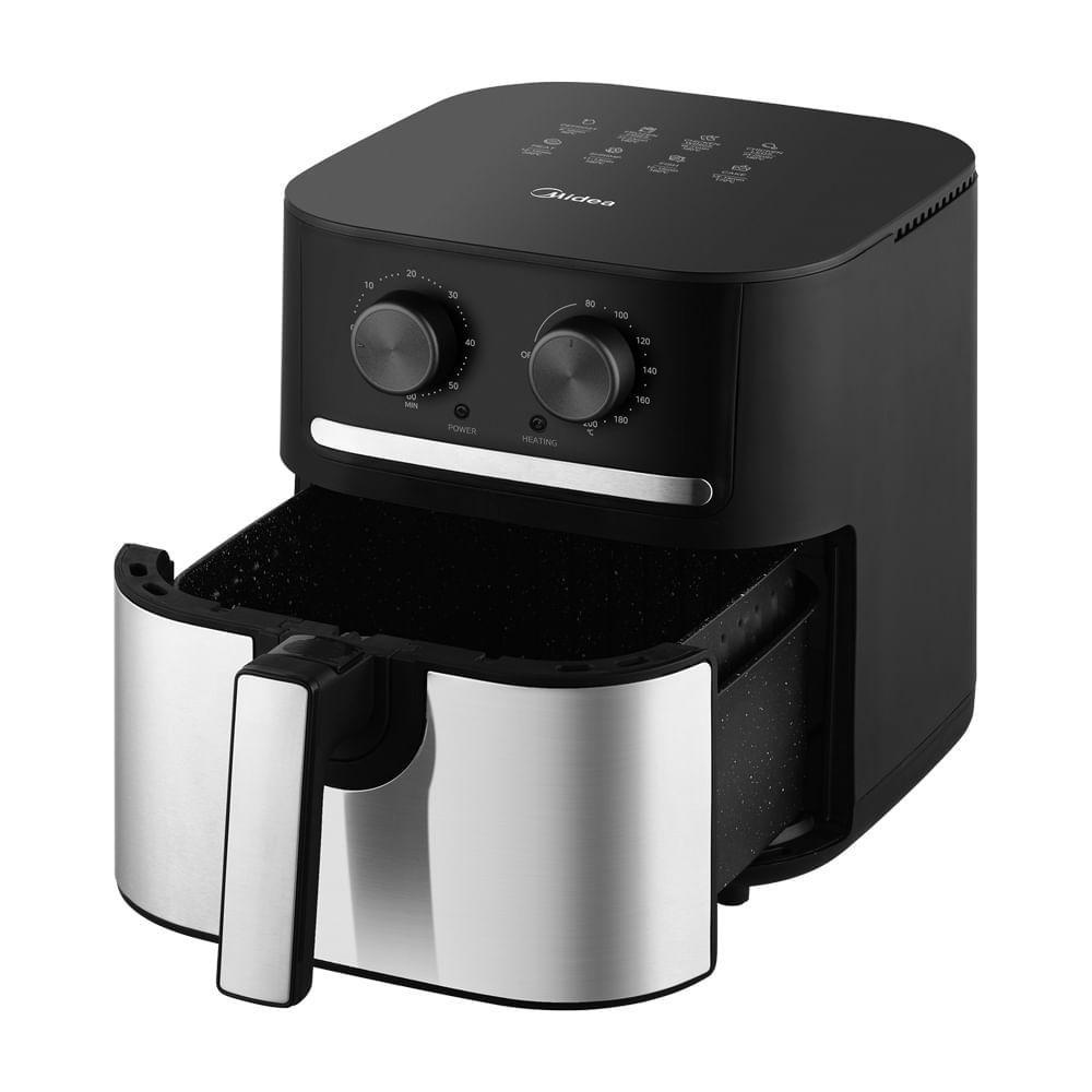 Miniatura Fritadeira Air Fryer Midea Cyclone Preto e Inox 5,5L 110V FM55S1