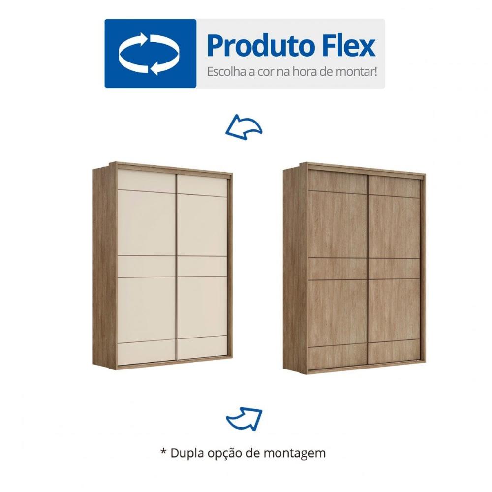Guarda Roupa Solteiro 2 Portas 3 Gavetas Qualita Belmax Carvalho/Off White