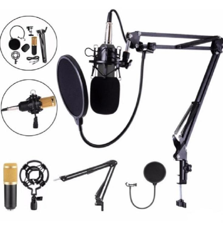 Miniatura Kit Estúdio Profissional Com Microfone Condensador E Shock M