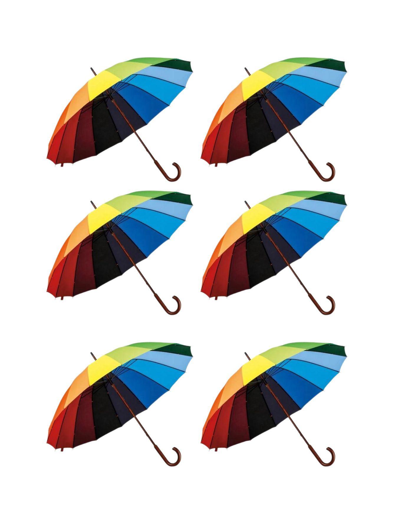 Miniatura 6 Guardas Chuva Arco Iris 16 Varetas Automático Reforçado