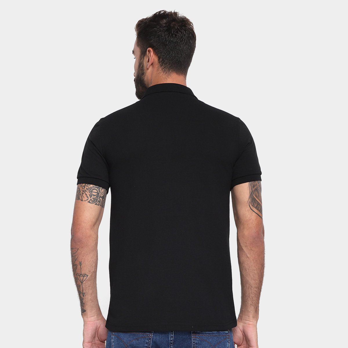 Miniatura Kit Camisa Polo Industrie Básica Masculina 2 Peças Preto+Branco - G