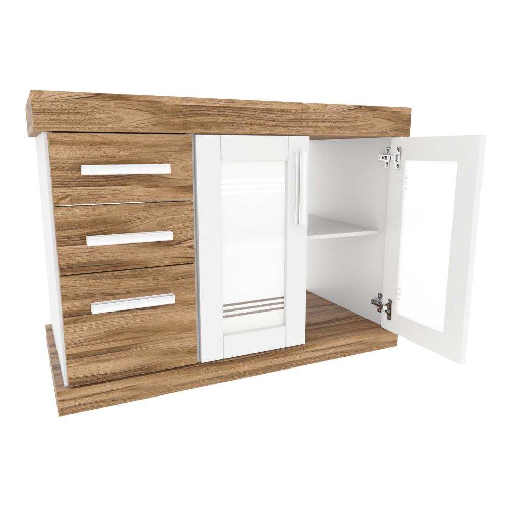 Miniatura Gabinete para Banheiro 80cm 3 Gavetas 2 Portas Imola Darabas Agardi Terracota