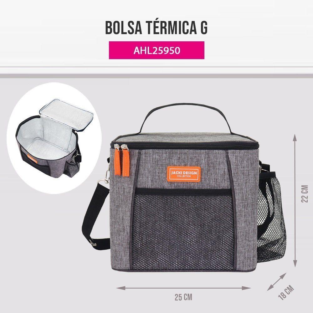 Miniatura Kit Bolsa Térmica, Marmita, Garrafa 1l, Porta Talheres Vibe Cinza