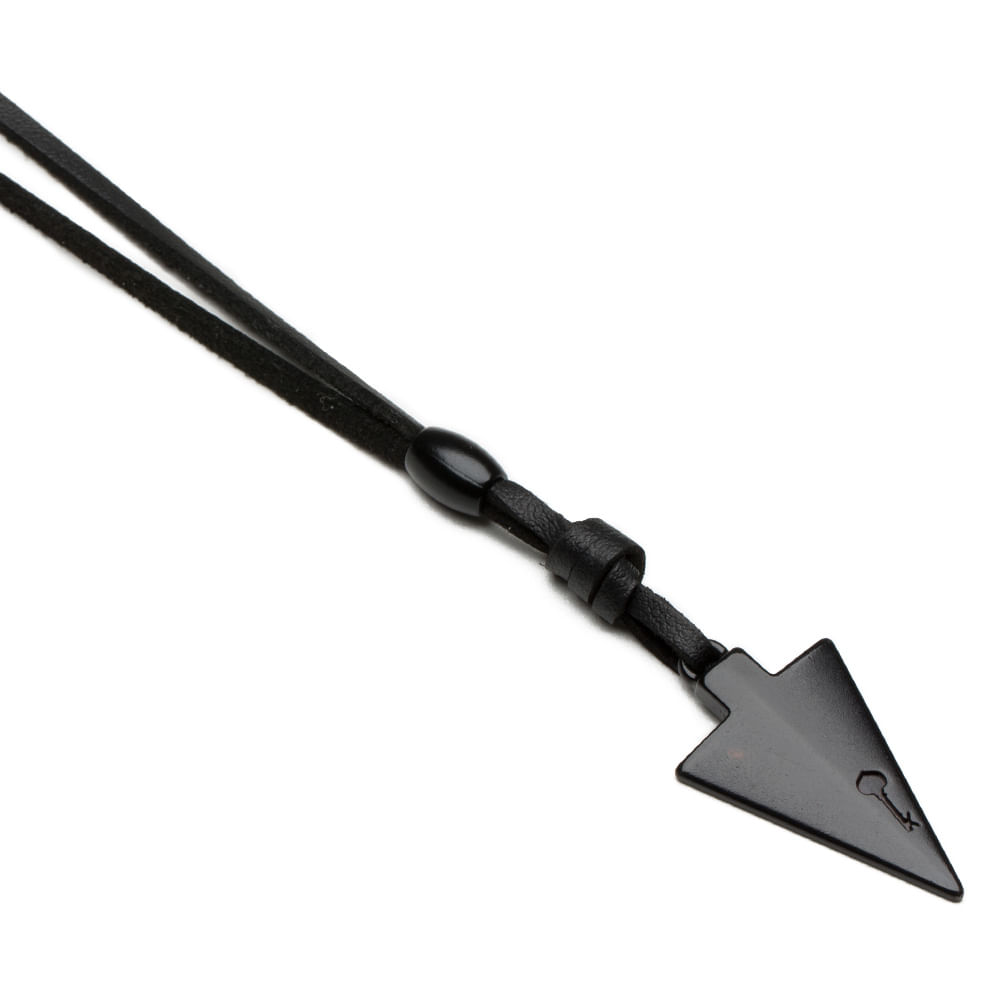 Miniatura Colar Masculino Couro  Key Design  Arrow Suede Blackout