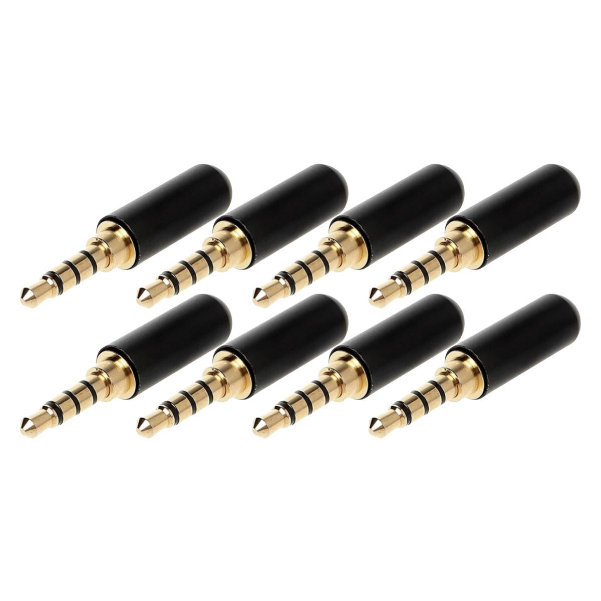 Miniatura Kit 8 Plug P3 Conector Metal Preto E Dourado Prof. Dreamer