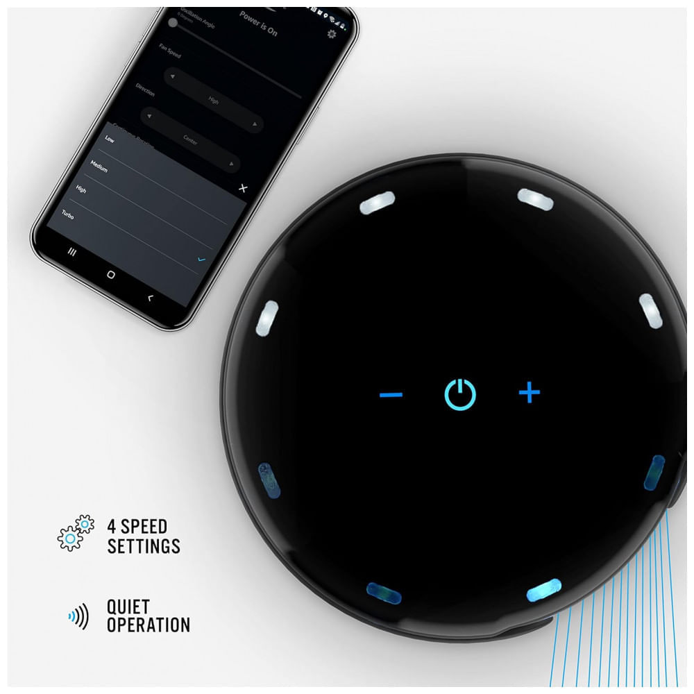 Miniatura Ventilador de Torre Oscilante Compacto com Controle de Voz Alexa 110V Vornado ATOM 2 AE, Preto