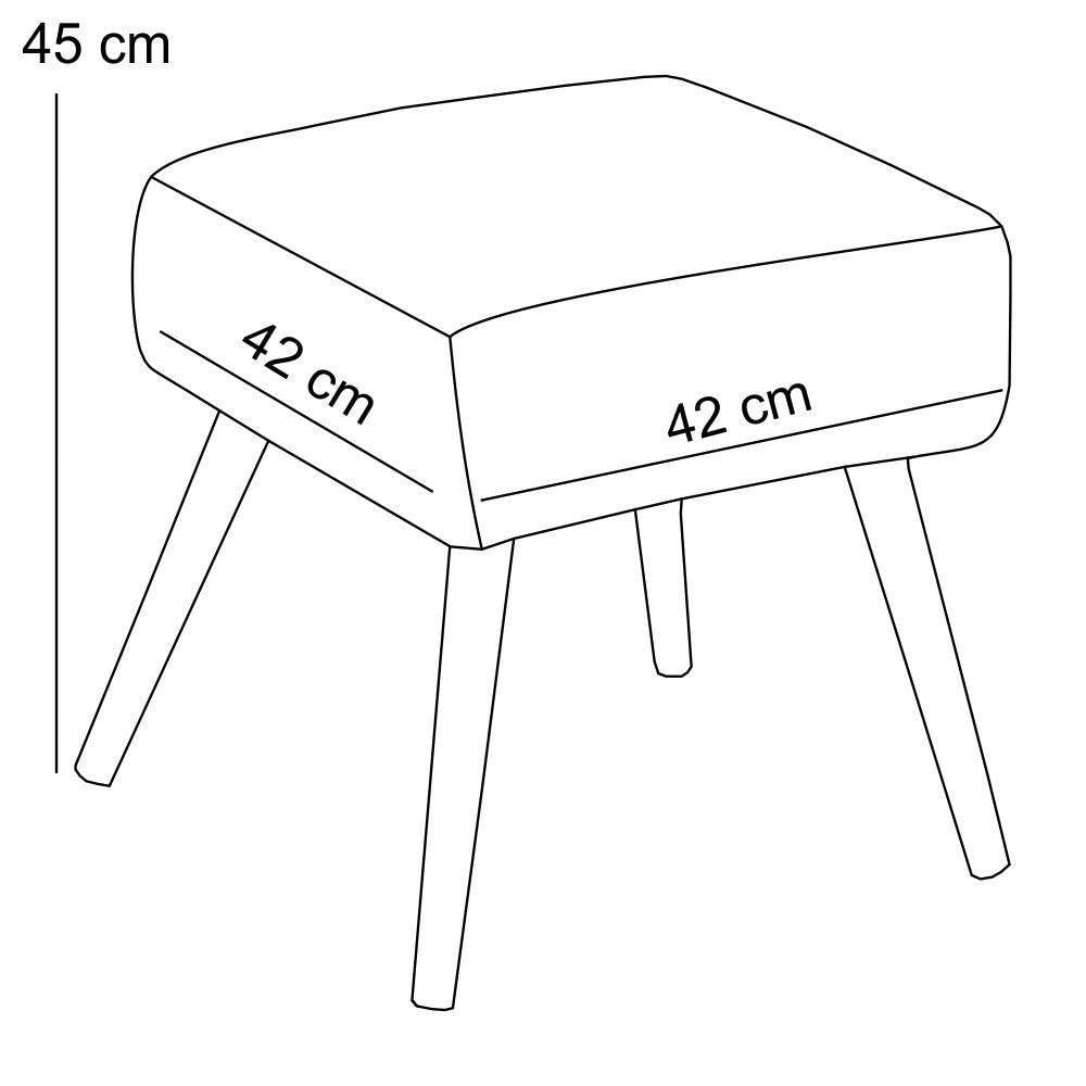 Miniatura Puff Banqueta Decorativa Com Pés Palito Linho Cinza Escuro