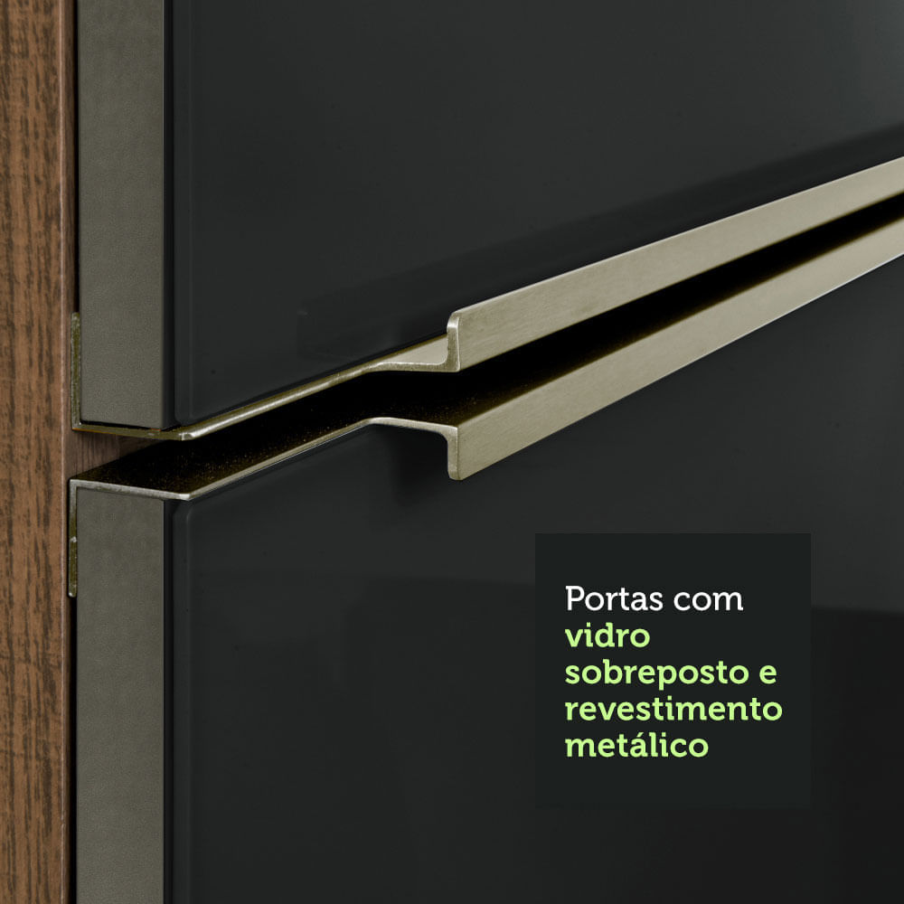 Ilha de Cozinha com Bancada e Balcão 120 cm Rustic/Preto Lux Madesa Cor:Rustic/Preto