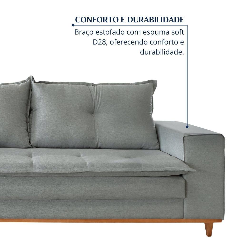 Sofá 4 Lugares 220cmx 92cm X 81cm Caparaó Cinza