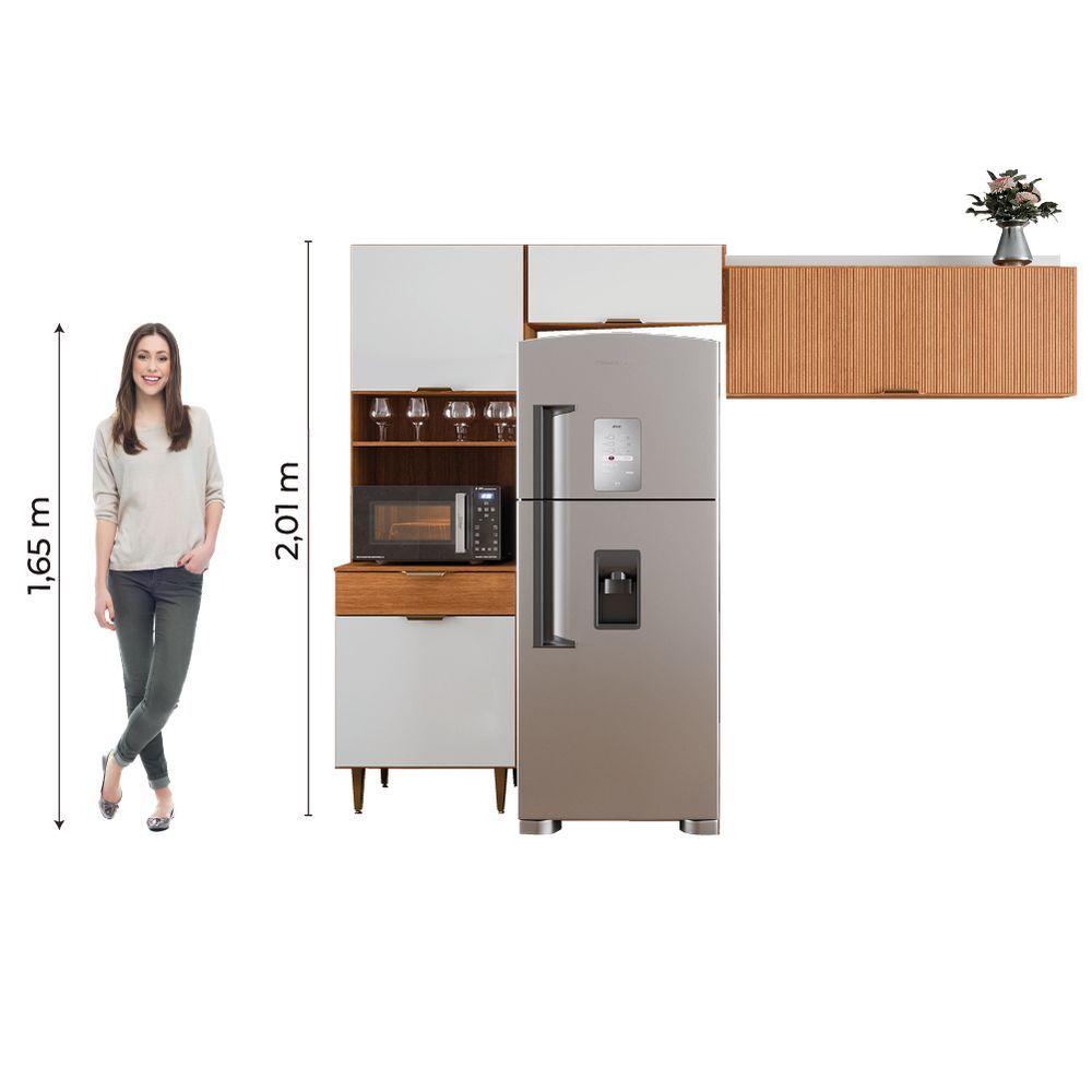 Miniatura Armário De Cozinha Completa 4 Portas Ripado 3d 1 Gaveta Nicho Madeirado off White Vitória Batrol