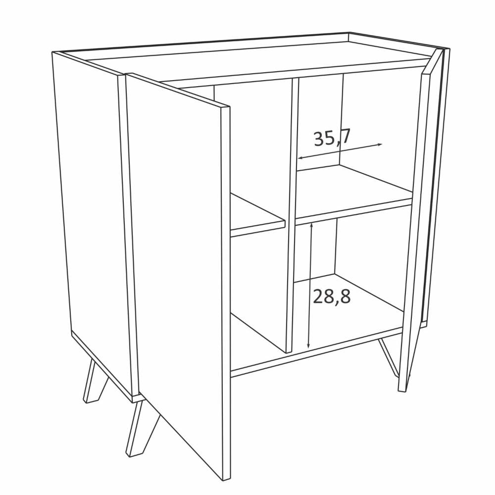 Miniatura Gabinete 2 Portas 76cm Durban Estilare Branco