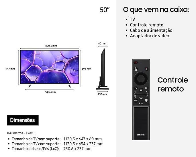 Smart TV Samsung 50" Crystal UHD 4K 2025 UN50U8100FGXZD Bivolt