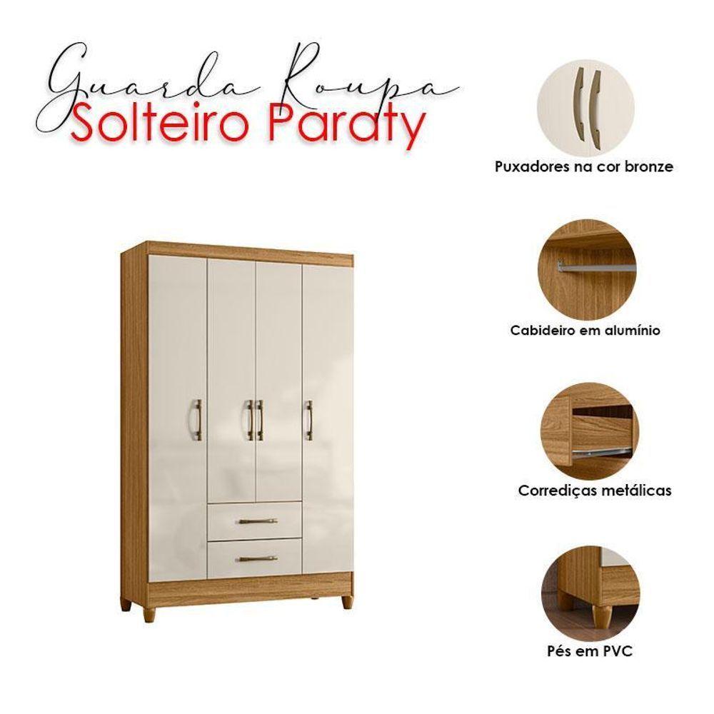 Miniatura Guarda Roupa Solteiro Paraty E Cômoda Lisboa Freijó Off White - Moval