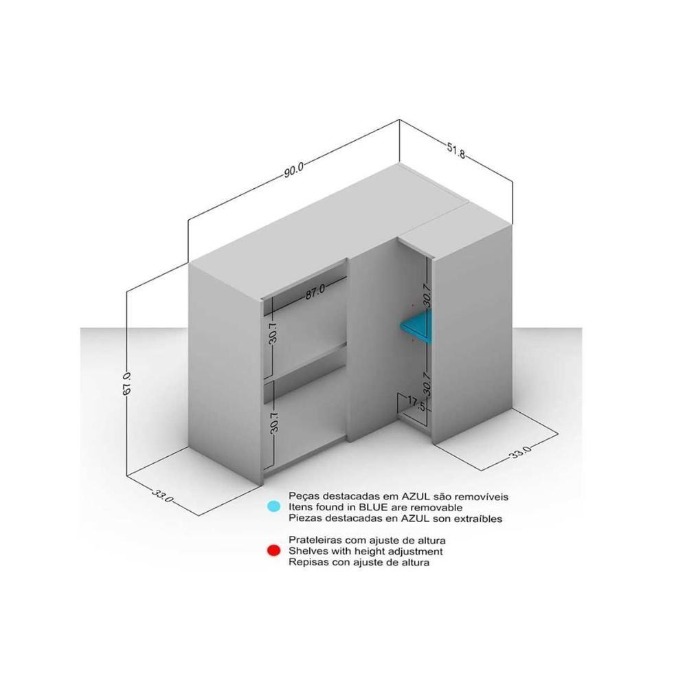 Miniatura Armário Aéreo P- Cozinha Canto Reto Mali C- 2 Portas 90cm Castanho-cinza - Politorno
