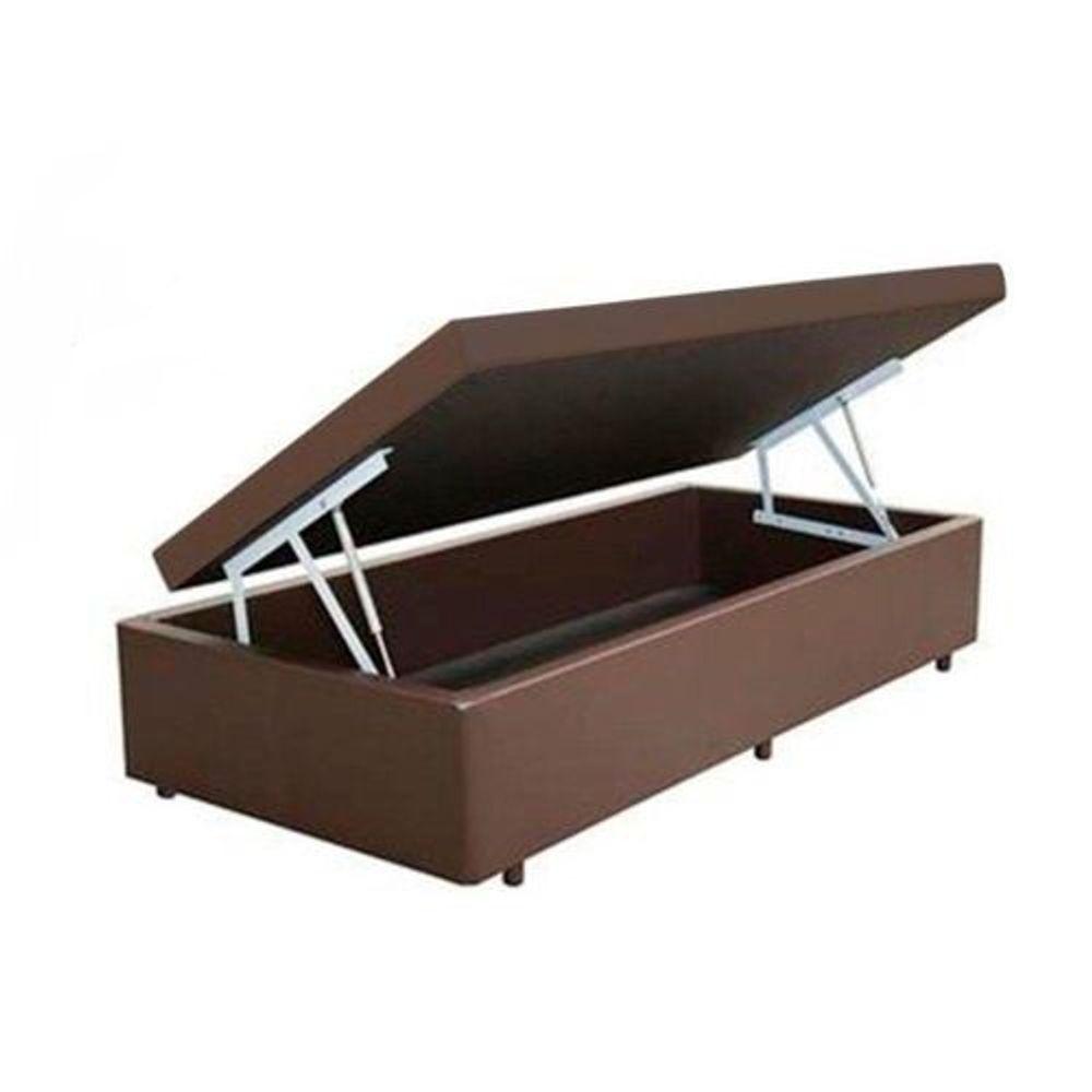 Miniatura Cama Box Baú Solteiro 88 Tecido Marrom Com Colchão Alegro Bello Box D28 Cinza 58x88x188