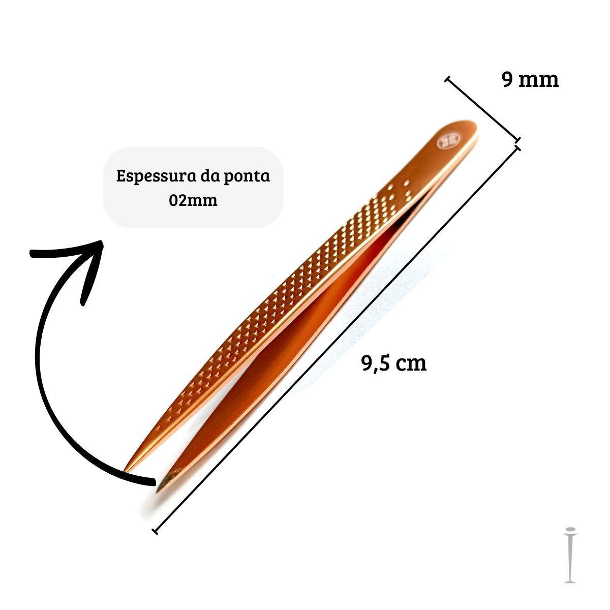 Miniatura Pinça Ponta Fina Para Sobrancelhas Rose Gold Mundial Bc-513