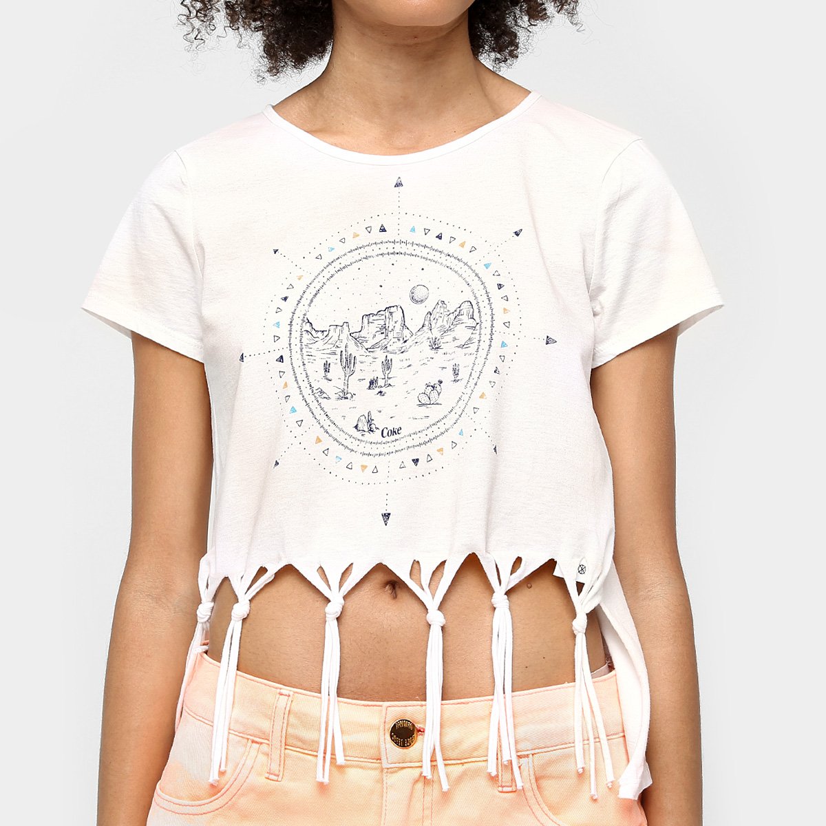 Miniatura Blusa Coca-Cola Franjas Barra Off White - G
