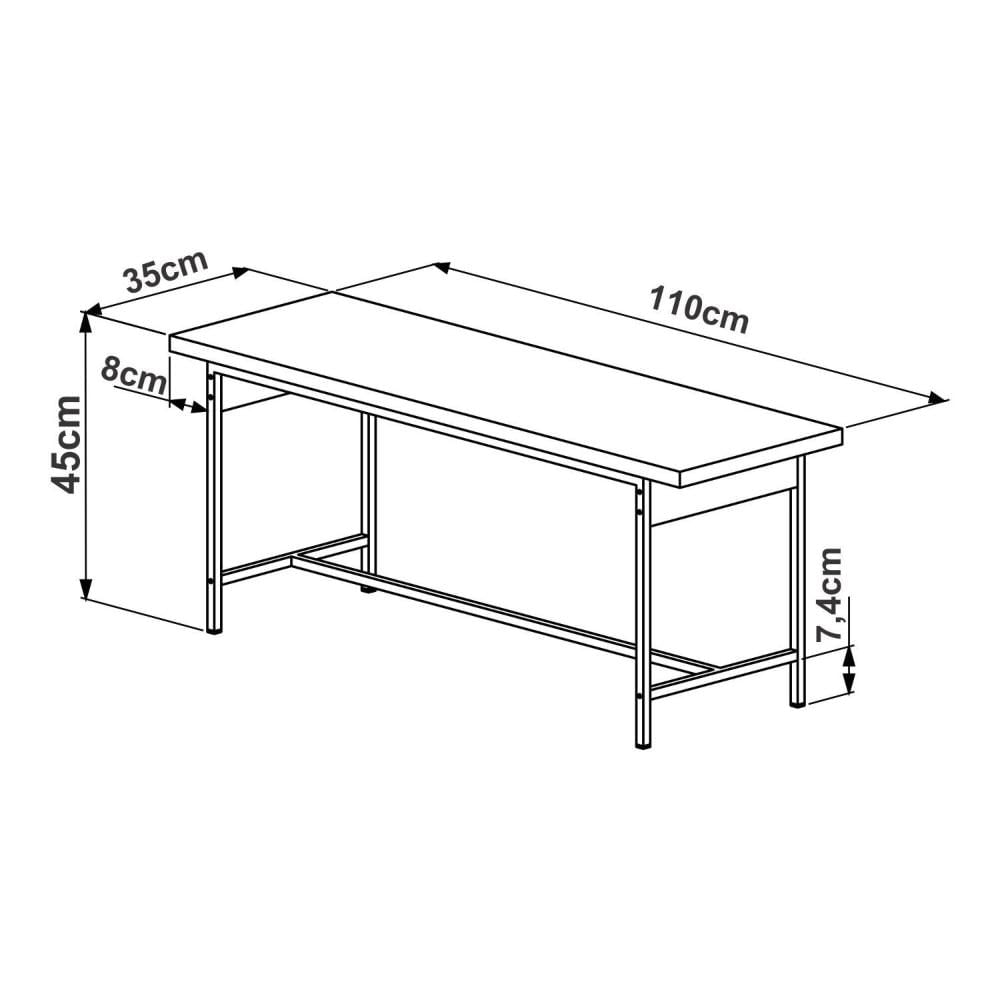Miniatura Banco 2 Lugares Steel Quadra Industrial Artesano Vermont/Preto