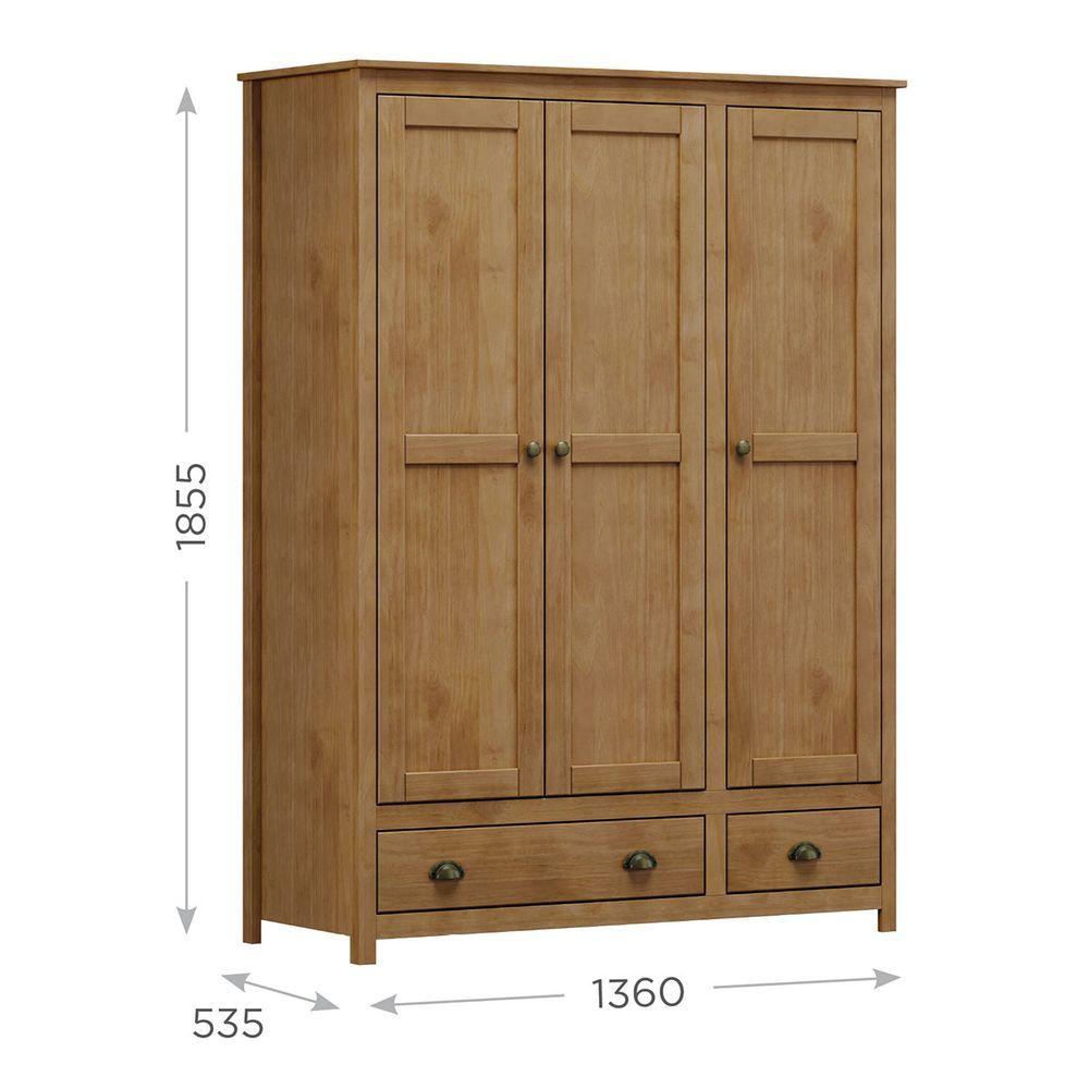 Miniatura Guarda-roupa 3 Portas 2 Gavetas Topázio Freijó Madeira Pinus - Finestra