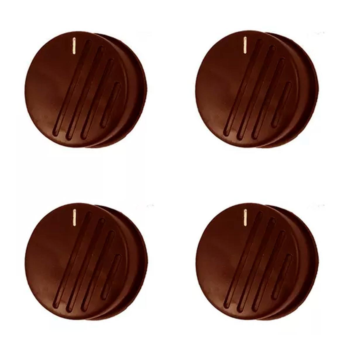 Miniatura Botão Para Fogão Dako Magister Redondo Com Trava Marron 4Pcs