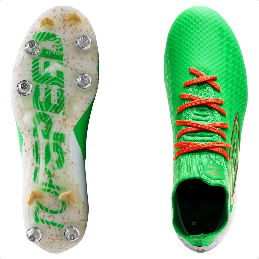 Chuteira Campo Umbro Adamant Top Speed Pro Sg Stp Masculina Verde / Branco - 34
