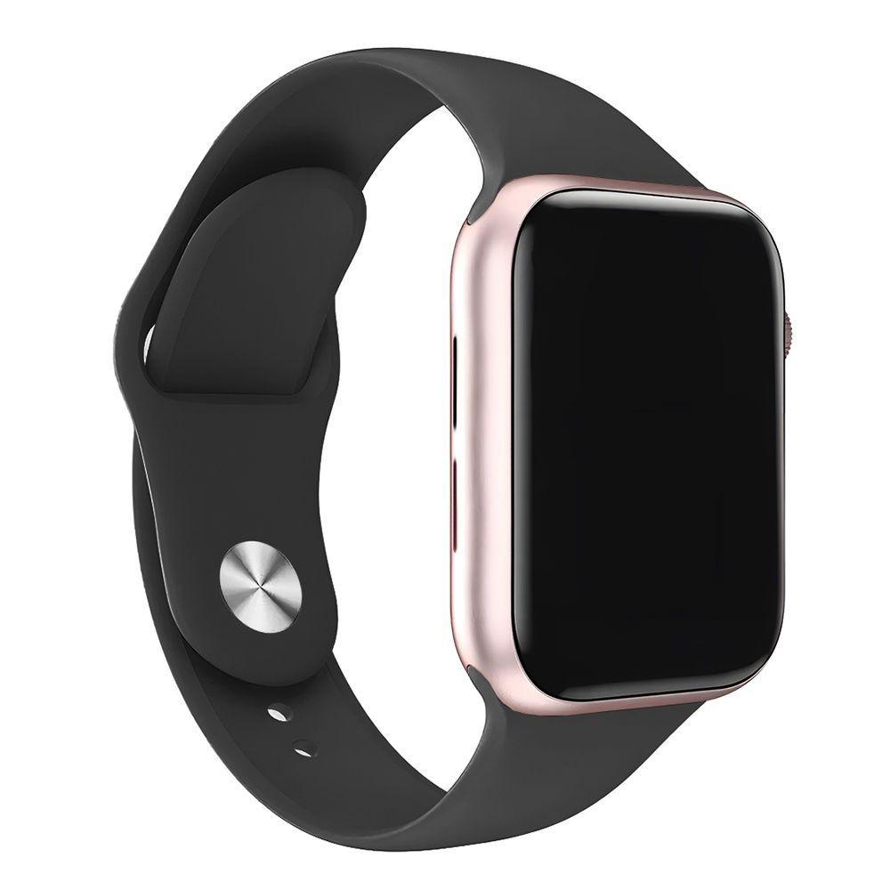 Miniatura Relógio Inteligente Smartwatch W34s Rosê Gold Troca Pulseira Ligações Monitor Cardíaco