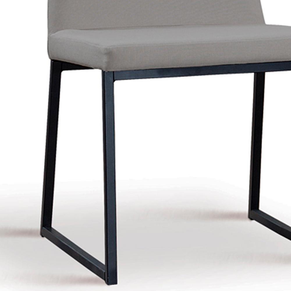 Cadeira Estofada Base Aço Preto F37 Linho Cinza Dmobiliario Cinza