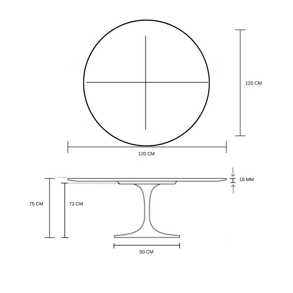 Miniatura Mesa Saarinen Redonda 120cm Mármore Branco Extra Yescasa