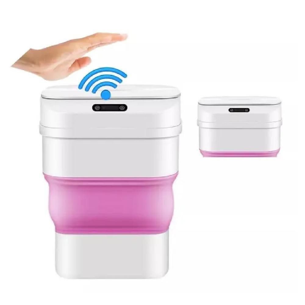Miniatura Lixeira Automatica Inteligente Sensor Smart Cesto Retratil A Prova D Agua Viagem Camping Rosa