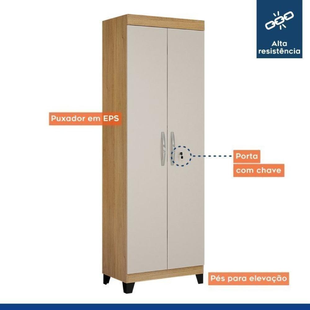 Miniatura Conjunto Mesa para Computador Escrivaninha com Armário e Armário Multiuso 2 Portas com Chave Asteca Cinamomo/Off White