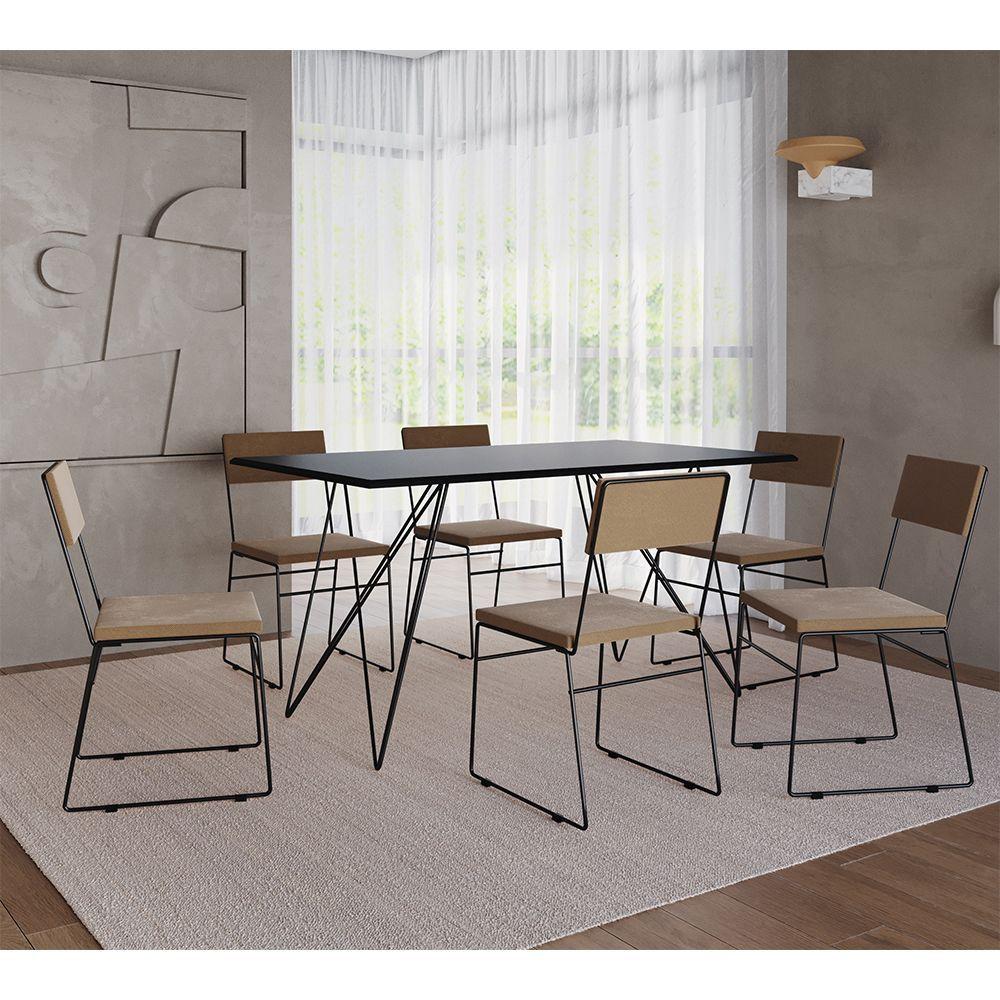 Kit 2 Cadeiras De Jantar Estofada Málaga Veludo Marrom - Cor: Marrom