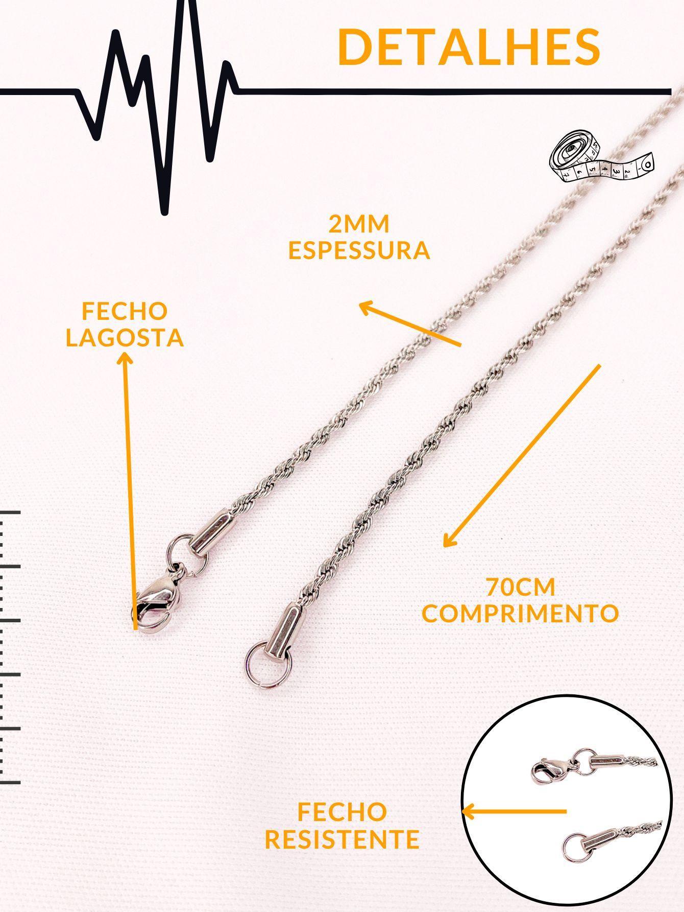 Miniatura Corrente Cordão Masculino 70Cm Fininho 2Mm Elo Baiano Prata