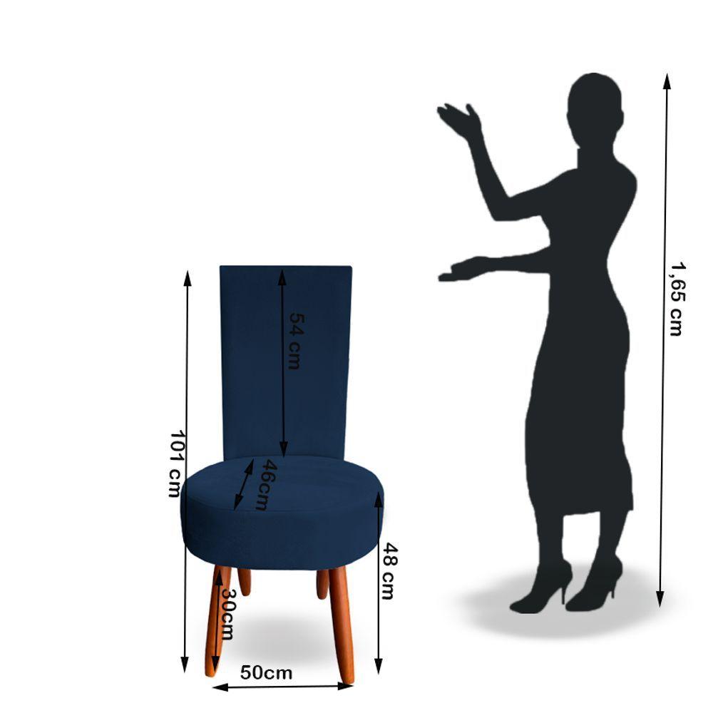 Miniatura Kit 04 Cadeiras De Jantar Lisboa Sued Azul Marinho D'classe Decor