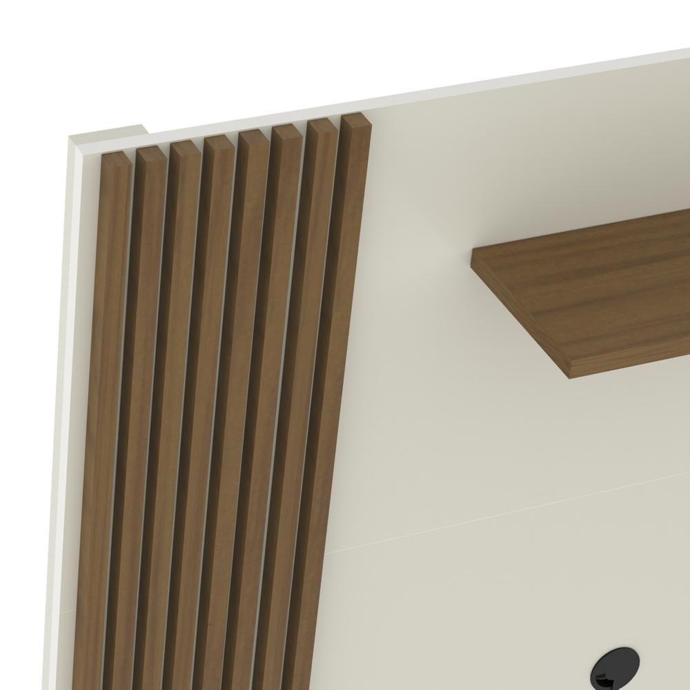 Miniatura Rack Com Painel Ripado Suspenso Para Tv Até 70 Polegadas 2 Portas Grécia 180cm Off White E Nature