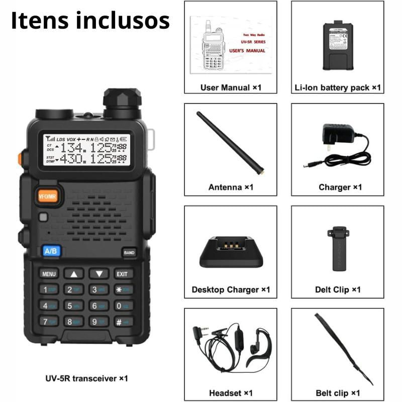 Radio Comunicador Walk Talk Baofeng Uv-5R + Fone De Ouvido