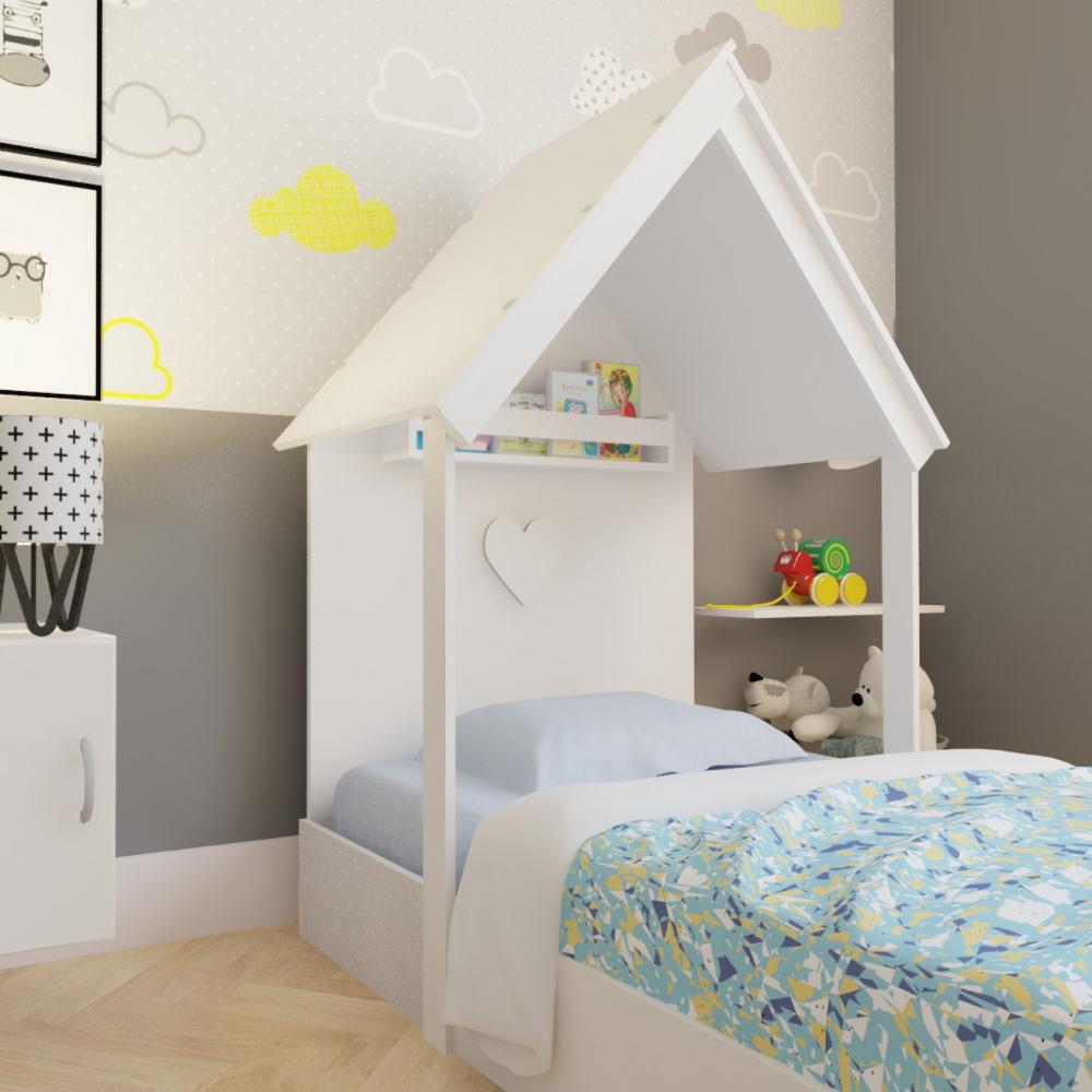 Miniatura Cama Infantil 1 Prateleira Casinha Helena Bramov Móveis Branco