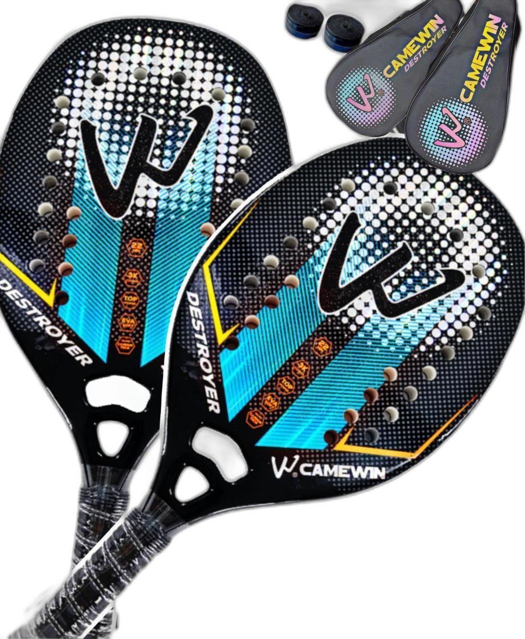 Miniatura Kit 2 Raquetes Beach Tennis Camewin 100% Fibra De Carbono 3K