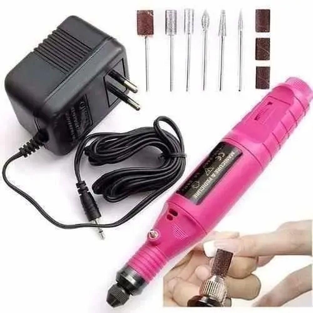 Miniatura Lixadeira Unha Lixa Elétrica Profissional Bloco Motor Bivolt Gel Ou Acrygel