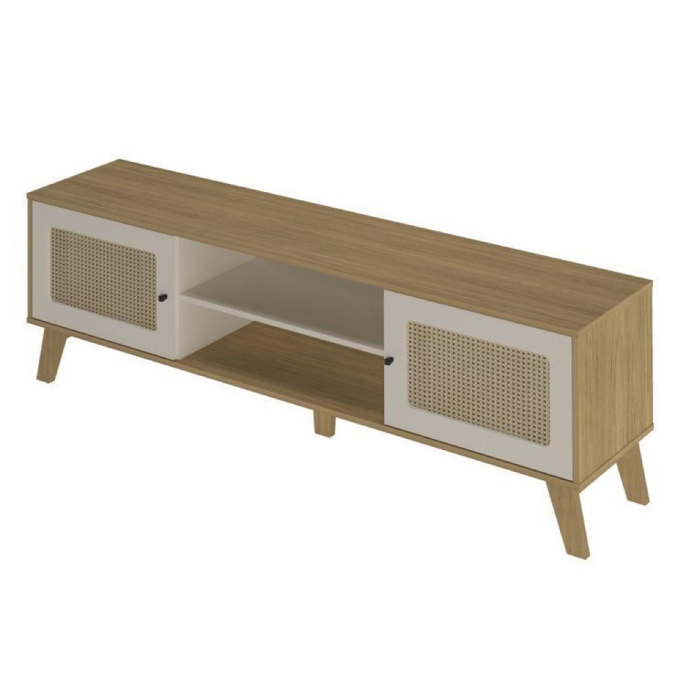 Sala de Estar Completa Rack com Estante Memphis Match Carvalho/Off White