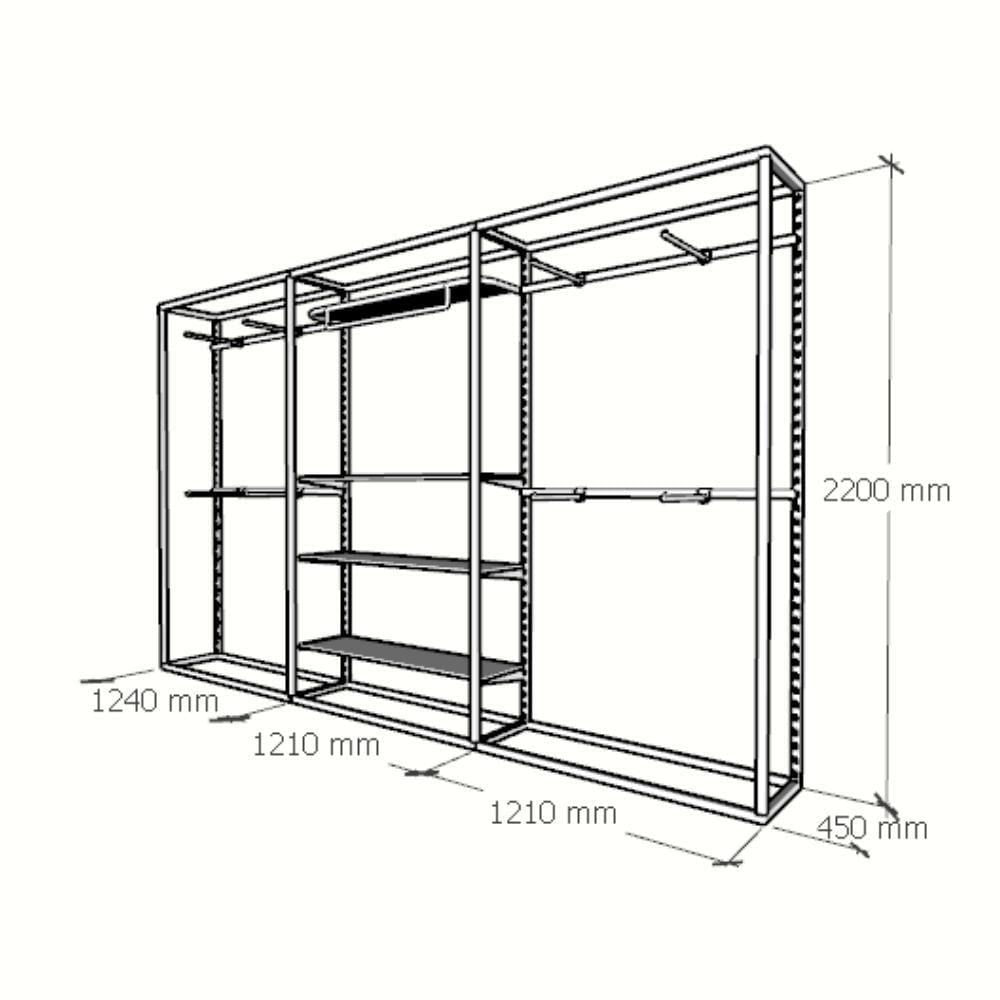 Miniatura Closet Araras, Guarda Roupas Aberto Industrial Com 25 Peças Preto E Branco Fdprb217
