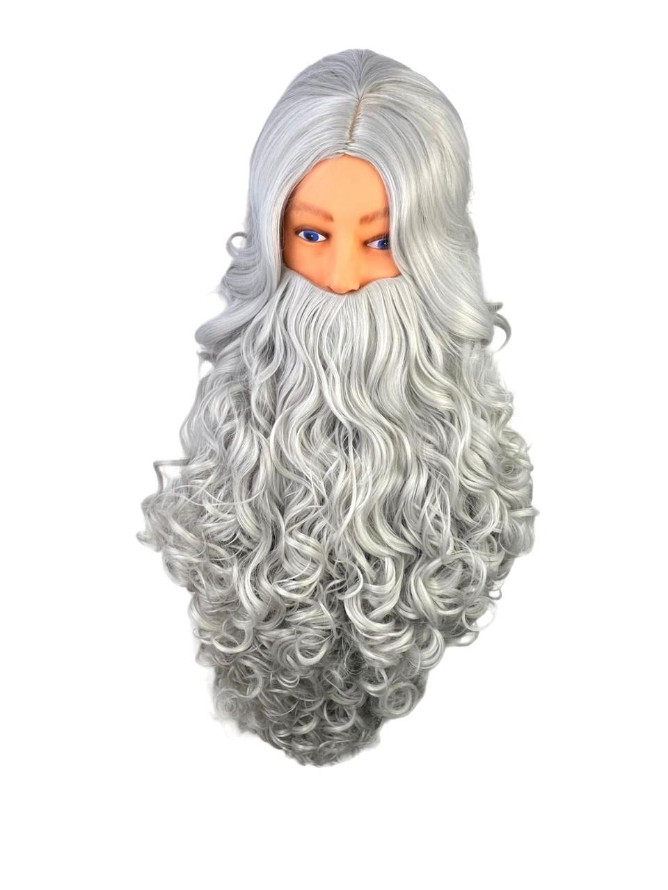Peruca e Barba Grisalha Moises Noé Isac + | 35cm 75cm Cinza